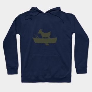 goat in a boat olive Hoodie